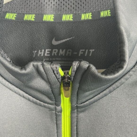 🔥 Nike Therma-Fit Men's Gray/Neon 1/4 Zip Pull Over Fleece Sweatshirt Sz L -EUC - Picture 8 of 8